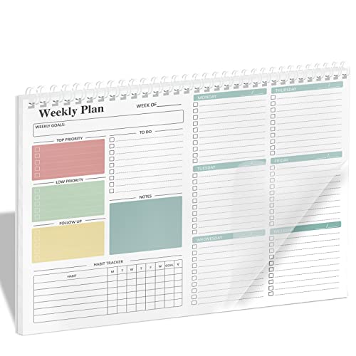 Weekly Planner To Do List Note Pad - Daily To Do List, Undated 52 Weekly Sheets, 8.5x11