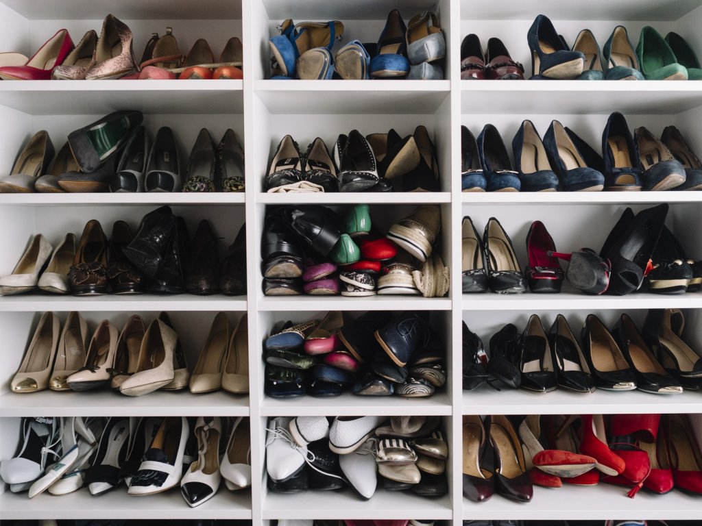 shelves full of shoes