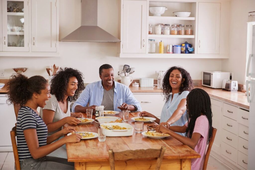 family eating a meal together at the table