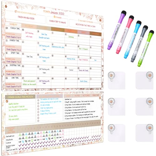 Self Care Magnetic Dry Erase Calendar Refrigerator or Wall for Mom Planner, Two Large Magnetic Dry Erase Boards 10.5