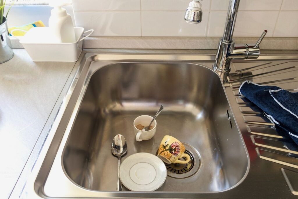 dirty dishes in a sink