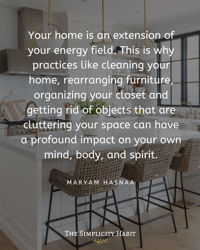 cleaning quote from Maryam Hasnaa on overlay of clean kitchen