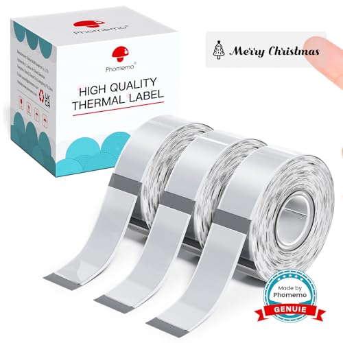 Phomemo D30 Label Tape, for D30 D35 Q30 Q30S Label Maker, Black on Transparent Clear Sticker Thermal Paper Self-Adhesive Label Maker Tape, 14mm x 30mm (0.55 x 1.18 Inch) 210 Labels/Roll, 3-Roll