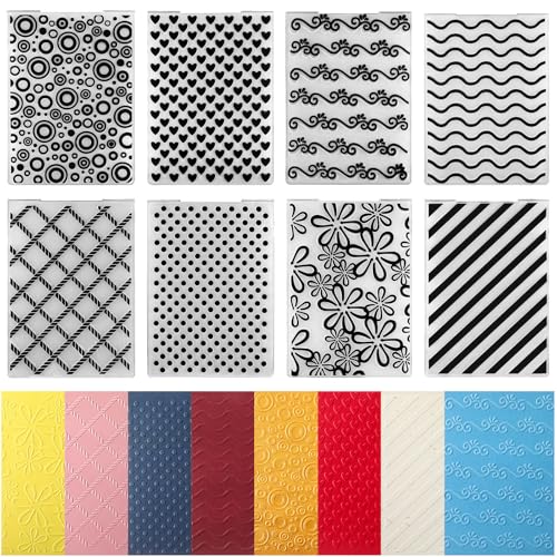 Geiserailie 8 Pieces Embossing Folders Embossing Machine Template Paper Card Heart Folders for Card Making DIY Flower Scrapbook Photo Album Craft Decoration, 5.9 x 4.1 Inch(Classic Style)