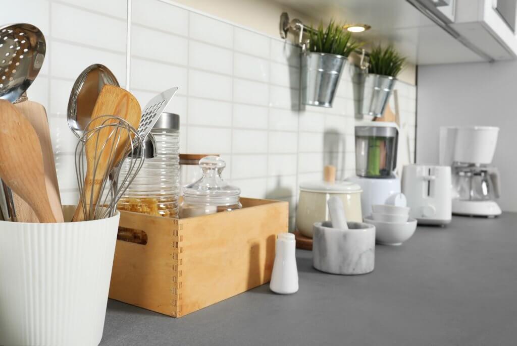 kitchen counter with gadgets