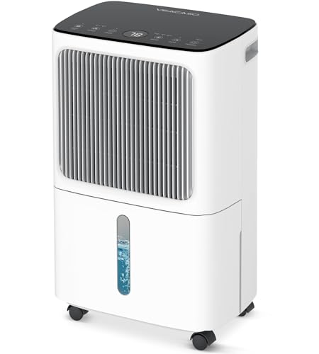2500 Sq.Ft Dehumidifiers for Home with Drain Hose Max 34 Pints, VEAGASO Dehumidifier for Basement, Large Room, Bathroom, Bedroom, Three Modes, Intelligent Humidity Control, Dry Clothes, 24HR Timer