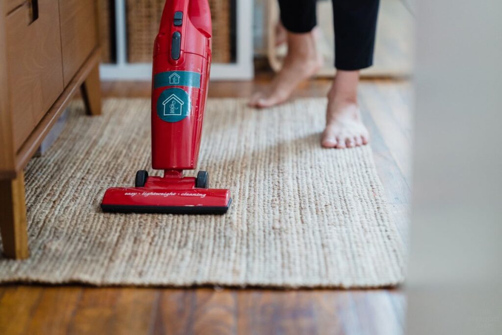 vacuuming rug